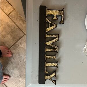 Gold and Black Family Shelf Decor